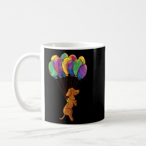 Dog Flies With Balloons Dachshund  Pilot Plane  Coffee Mug