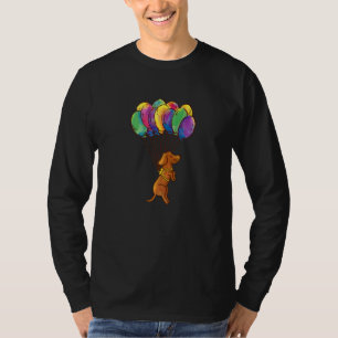 Dog Flies With Balloons Dachshund Pilot Plane T-Shirt