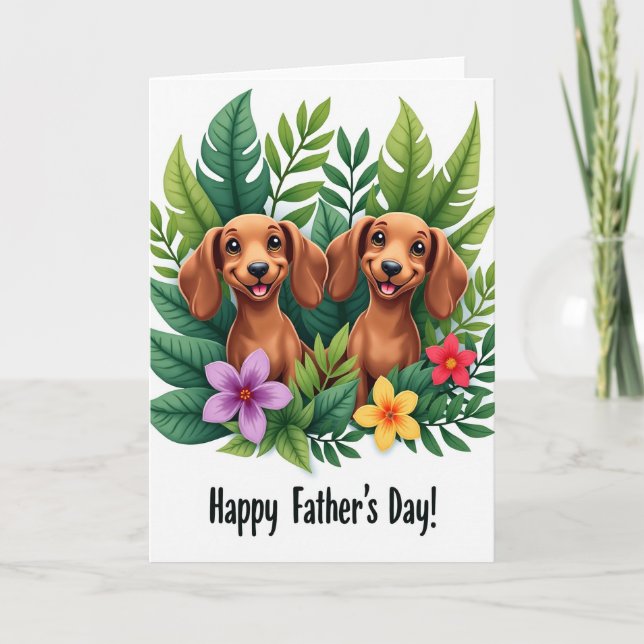 Dog Floral Fathers Day Card (Front)