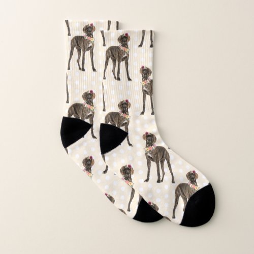 Dog Floral Great Dane Pattern Dog Lover Socks