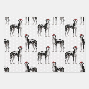 Dog Floral Great Dane Pattern, Dog Lover Wrapping Paper Sheets