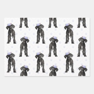 Dog Floral, Great Dane Pattern, Dog Mom, Dog Dad Wrapping Paper Sheets
