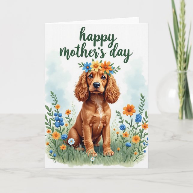 Dog Floral Mothers Day Art Card (Front)