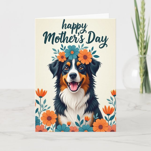Dog Floral Mothers Day Celebration Card (Front)