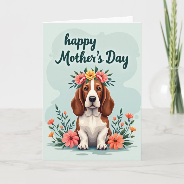 Dog Floral Mothers Day Greeting Card (Front)
