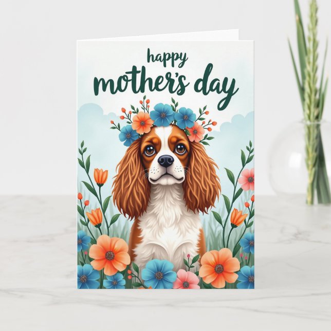 Dog Floral Mothers Day Message Card (Front)
