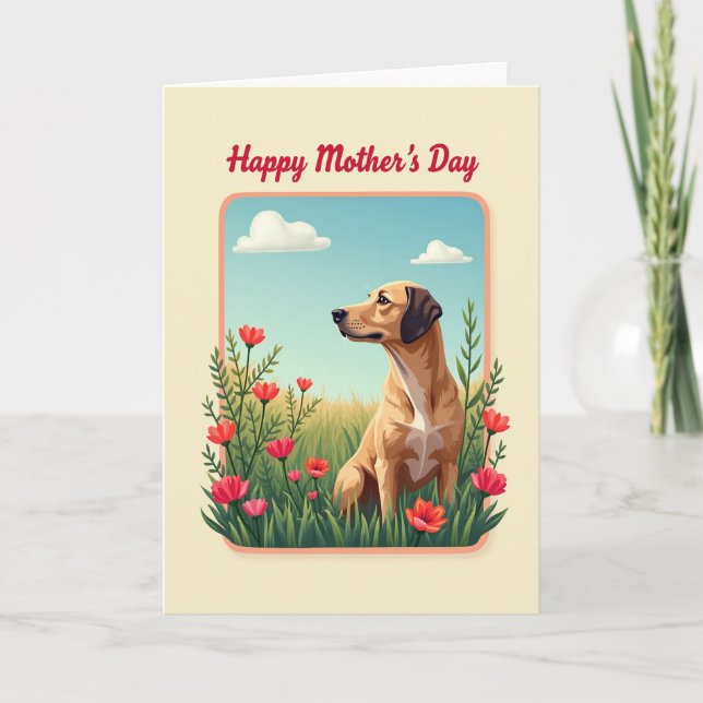 Dog Floral Mothers Day Scene Card (Front)