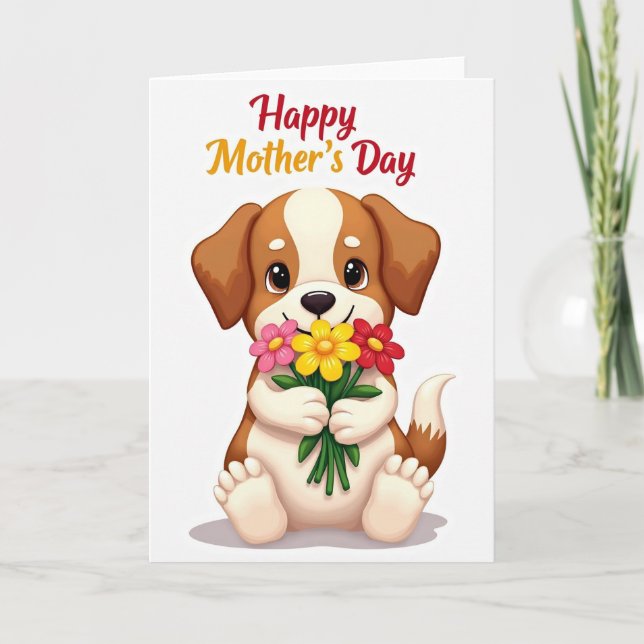 Dog Flowers Mothers Day Card (Front)