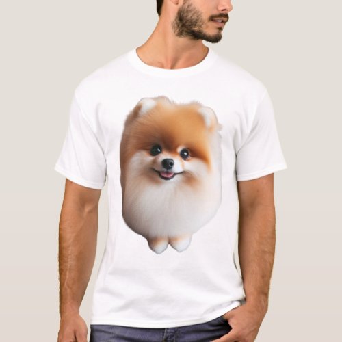 Dog Fluffy Pomeranian Paws Tucked T_Shirt