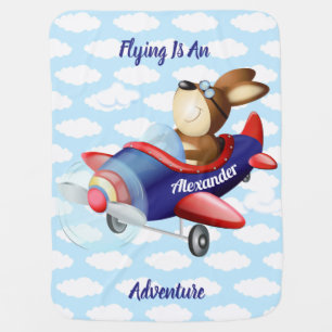 Dog Flying Airplane Baby Blanket
