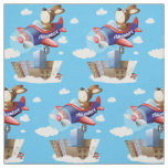 Dog Flying Airplane Boy Nursery Fabric