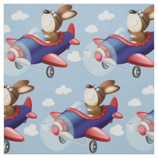 Dog Flying Airplane Fabric