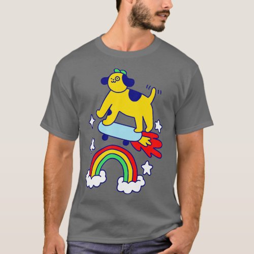 Dog Flying On A Skateboard T_Shirt