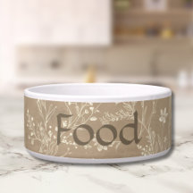 Dog Food Bowl - Brown Botanical, Personalized