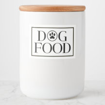 Dog Food Storage Label With Paw Print