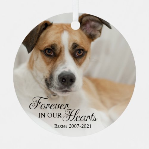 Dog Forever In Our Hearts Photo Metal Ornament