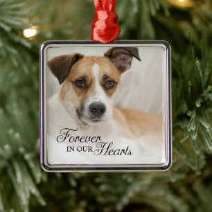 Dog Forever In Our Hearts Photo Metal Ornament