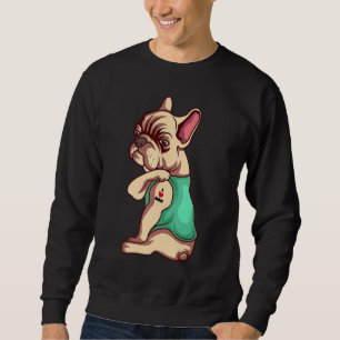 Dog French Bulldog Dog I Love Mom Tattoo Sweatshirt