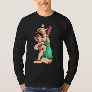 Dog French Bulldog Dog I Love Mom Tattoo T-Shirt