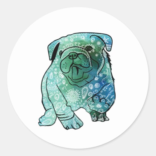 Dog French Bulldog Round Sticker Glossy Classic Round Sticker