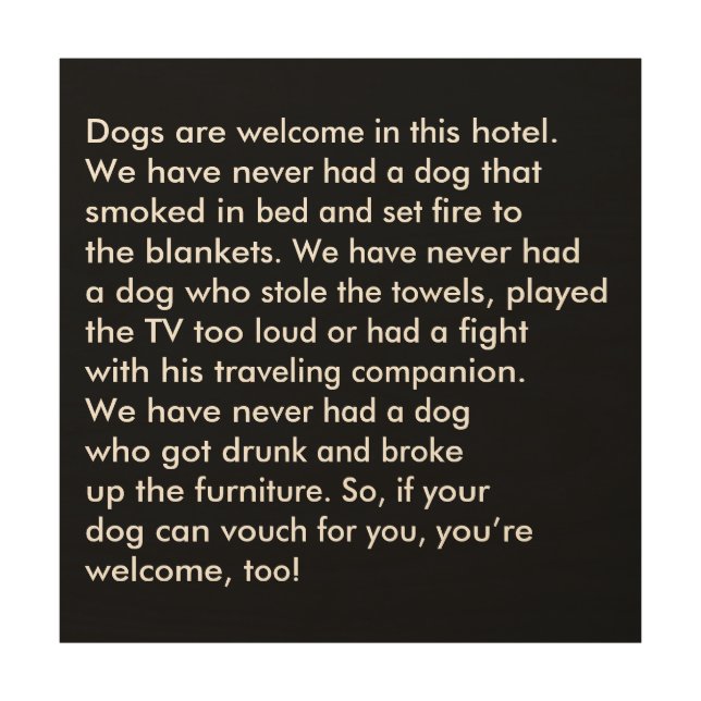 Dog Friendly Hotel Sign (Front)