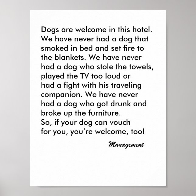 Dog Friendly Hotel Sign (Front)