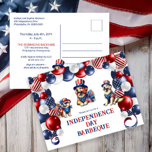 Dog Friendly No Fireworks 4th of July BBQ Party Holiday Postcard