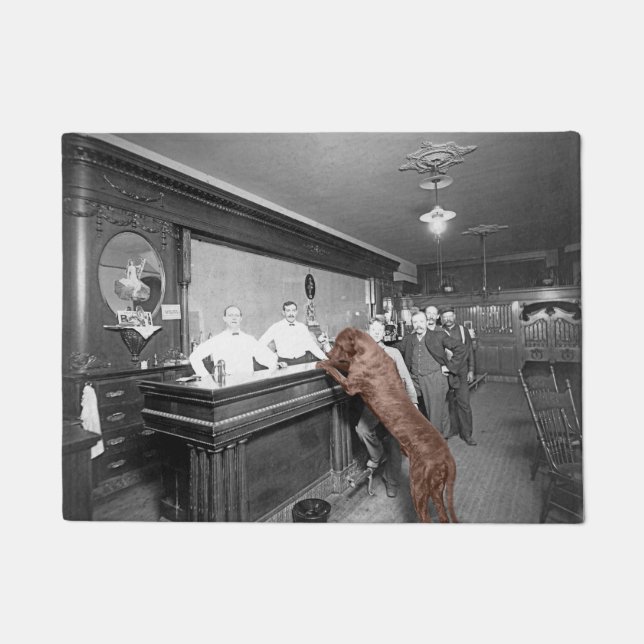 Dog Friendly Saloon Tavern Bar 1900 Photograph Doormat (Front)