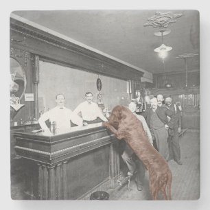 Dog Friendly Saloon Tavern Bar 1900 Photograph Stone Coaster