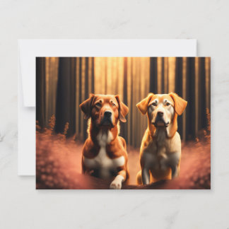 Dog friends posing in the Forest Postcard