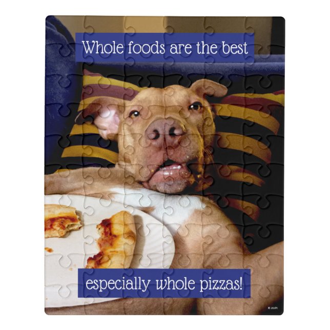 Dog Full Of Pizza Jigsaw Puzzle (Puzzle Vertical)
