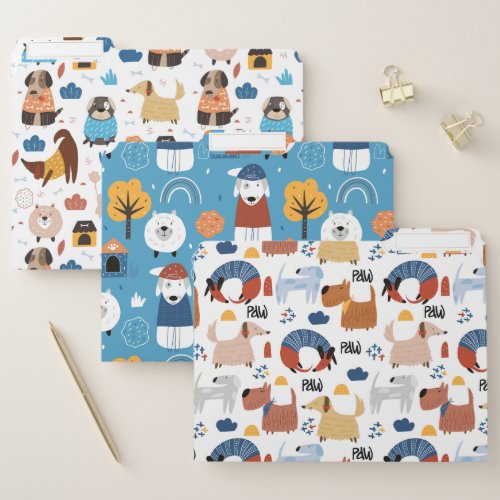 Dog fun cartoon pattern fun colorful seamless file folder