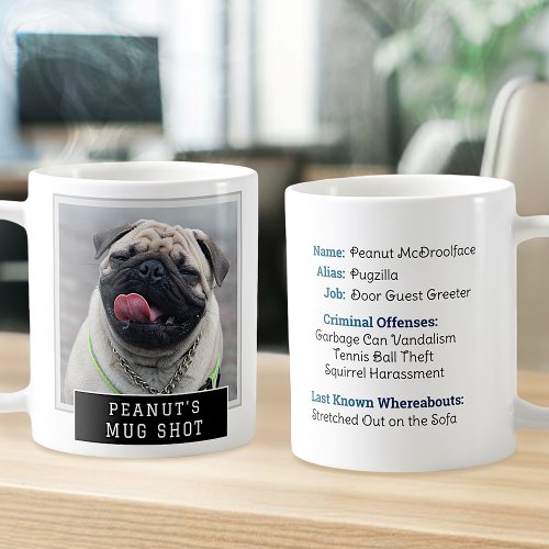 Dog Funny Novelty Mugshot Personalized Photo Text Coffee Mug