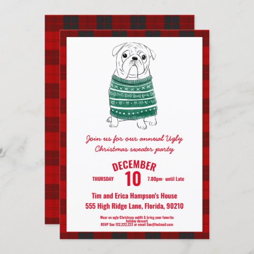 dog Funny Ugly Christmas Sweater Party Cute Invitation