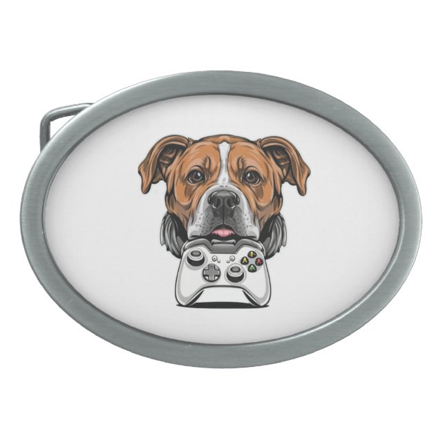 Dog Gamer - Video Game   Belt Buckle (Front)