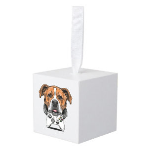 Dog Gamer - Video Game Cube Ornament