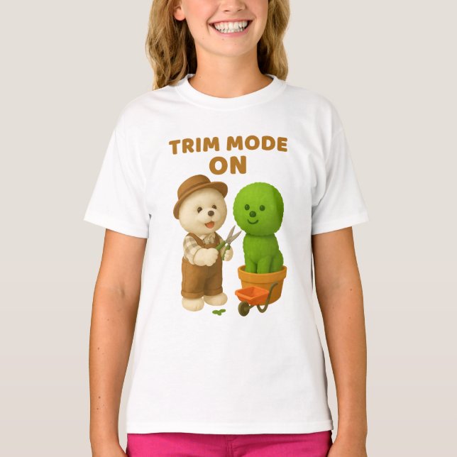 Dog Gardener Bichon Topiary Trim Surreal T-Shirt (Front)