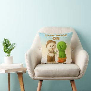 Dog Gardener Bichon Topiary Trim Surreal Throw Pillow