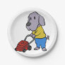 Dog gardener with lawn mower | choose back color paper plates