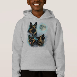 Dog German Shepherd Howling at the Moon Hoodie