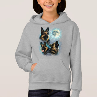 Dog German Shepherd Howling at the Moon Hoodie
