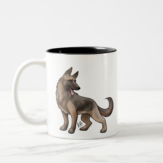 Dog German Shepherd Saddle Brown and Black Two-Tone Coffee Mug (Left)