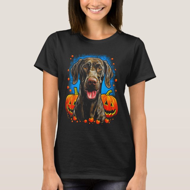 Dog German Shorthaired Pointer Halloween Pumpkin 1 T-Shirt (Front)