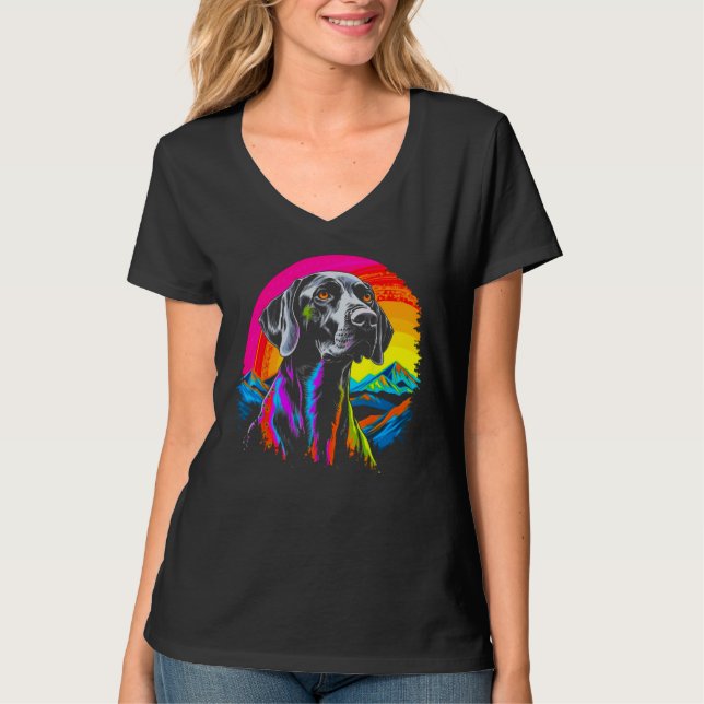 Dog German Shorthaired Pointer Mountain Nature Sun T-Shirt (Front)