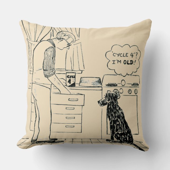 Dog Getting Older Throw Pillow (Front)