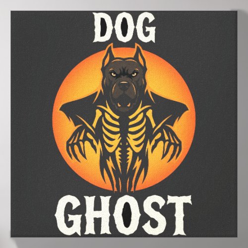 Dog Ghost Halloween Horror Vector Canvas Photo Tile