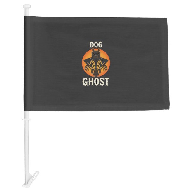 Dog Ghost Halloween Horror Vector Car Flag (Front)