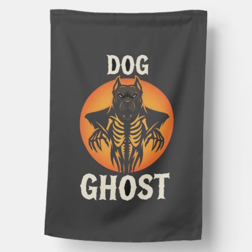 Dog Ghost Halloween Horror Vector House Flag
