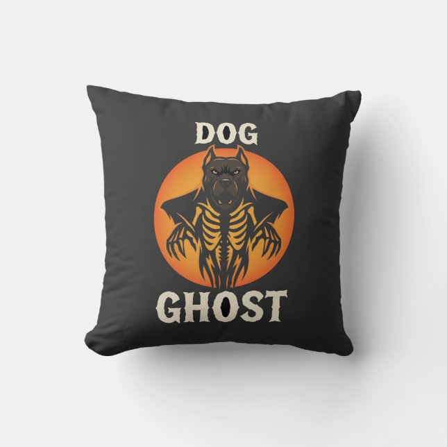 Dog Ghost Halloween Horror Vector Throw Pillow (Front)