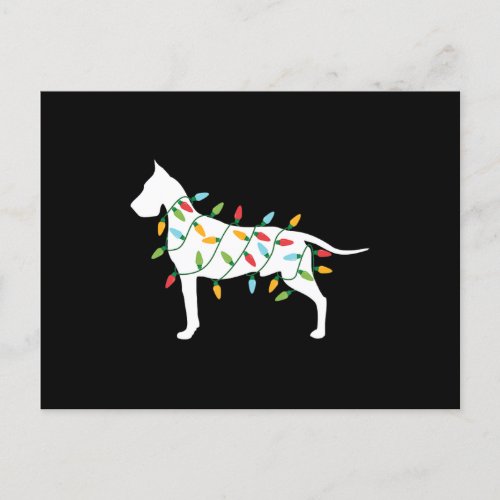 Dog Gif  Christmas Lights Great Dane Announcement Postcard